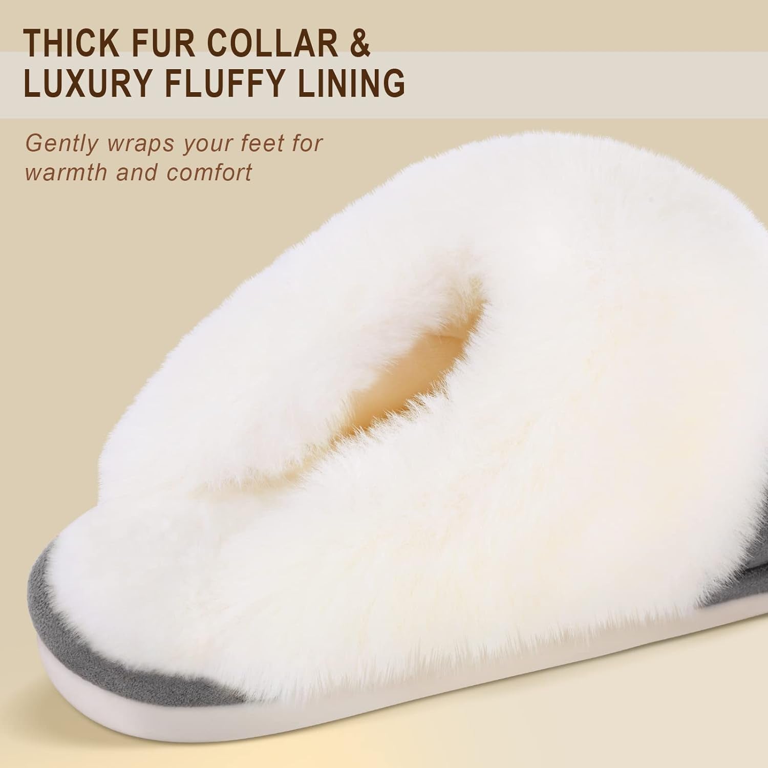 Women'S Slippers Fuzzy Warm Comfy Faux Fur Slip-On Fluffy Bedroom House Shoes Memory Foam Suede Cozy Plush Breathable Anti-Slip Indoor & Outdoor Winter