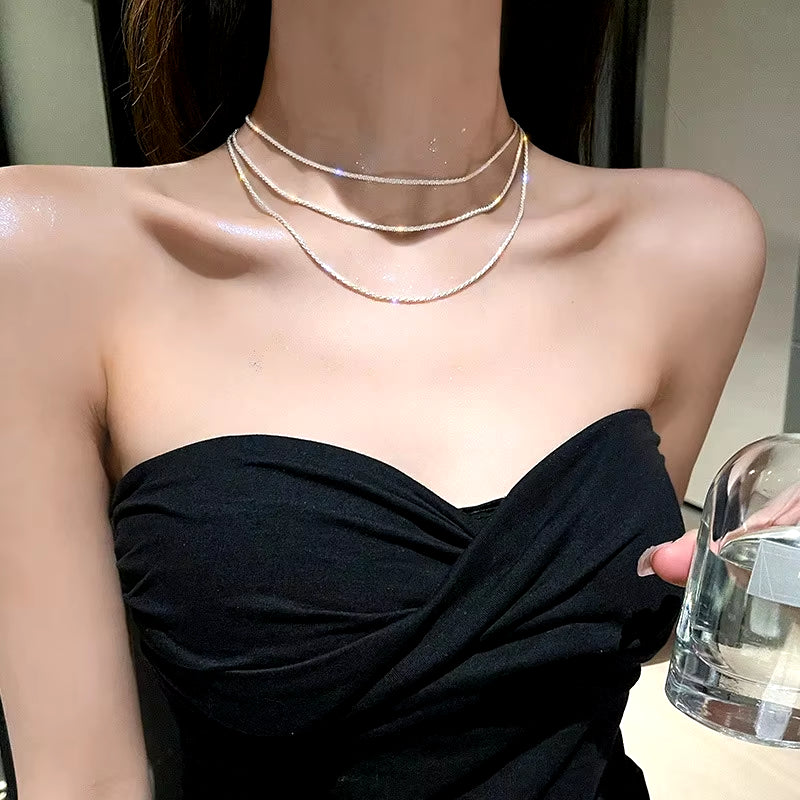 Popular Sparkling Necklace for Women Clavicle Chain Choker Fashion Jewelry Wedding Party Birthday Gift